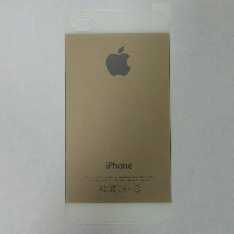 Стекло защитное для iPhone 4/4s белый-золотой, заднее.