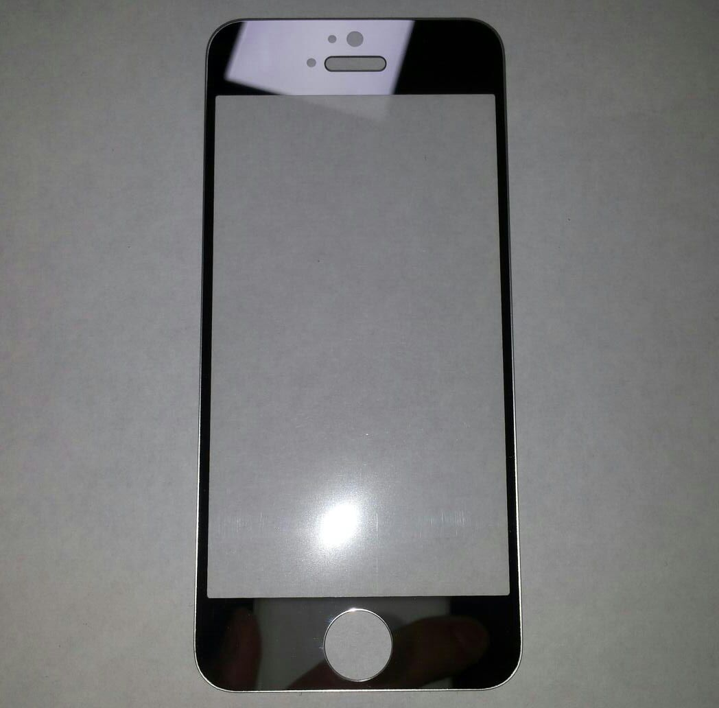 Стекло защитное для iPhone 5/5s серебро-зеркало, перед.