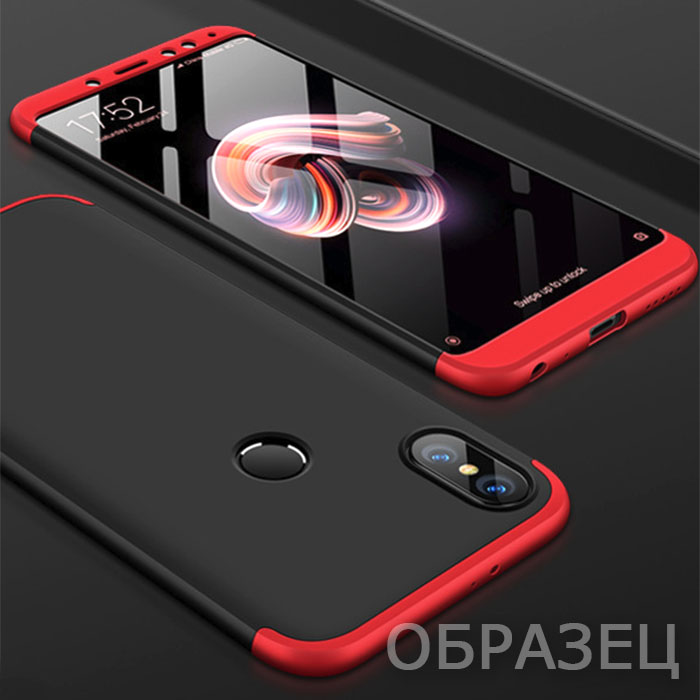Xiaomi 6X/A2. Накладка, пластик, спереди и сзади, 360, черный и красный