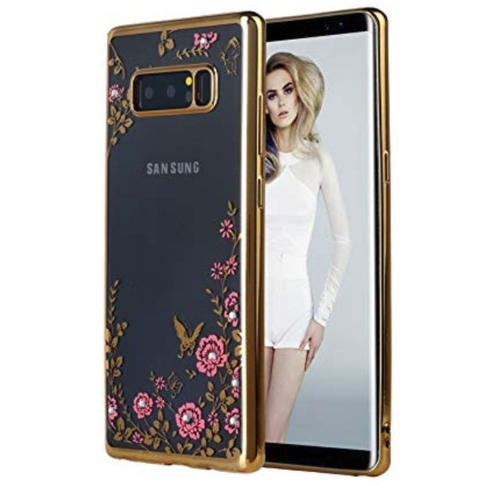 Samsung Note 8. Накладка, силикон, Secret Garden, золотой