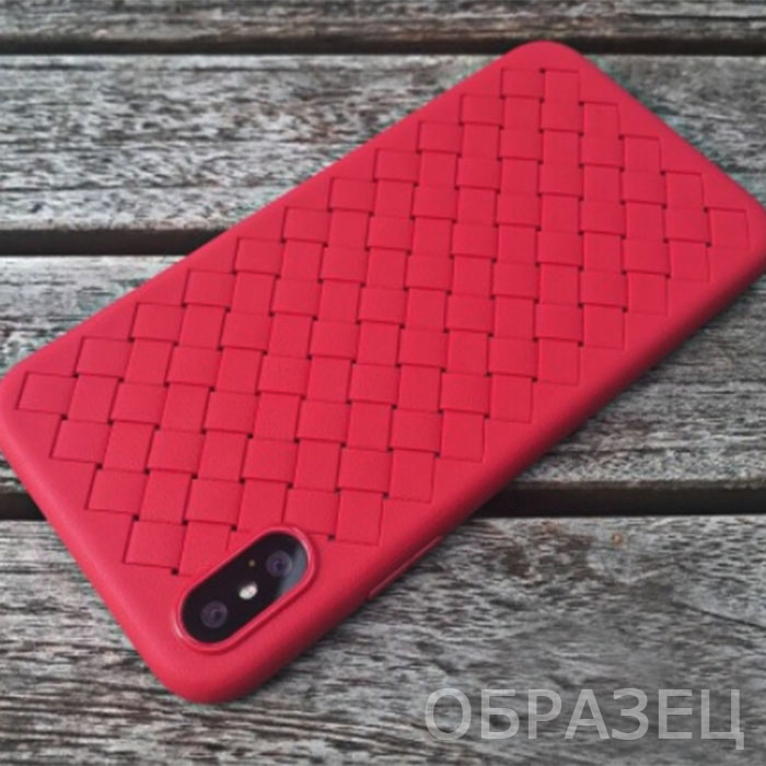 iPhone XS. Накладка, силикон, Plexus Leather, красный