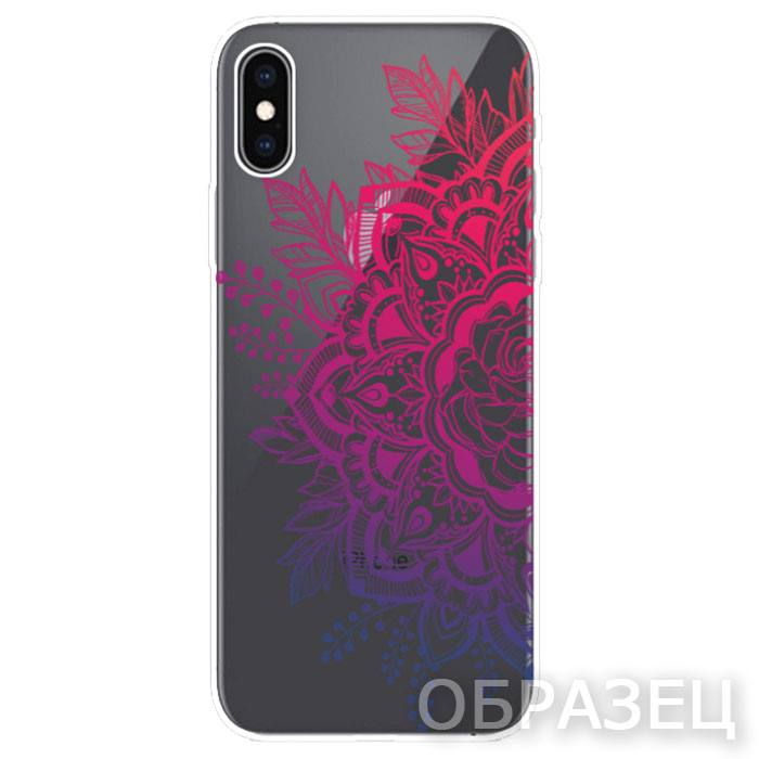 iPhone XS. Накладка, силикон, Simple Print, Цветы Абстракция