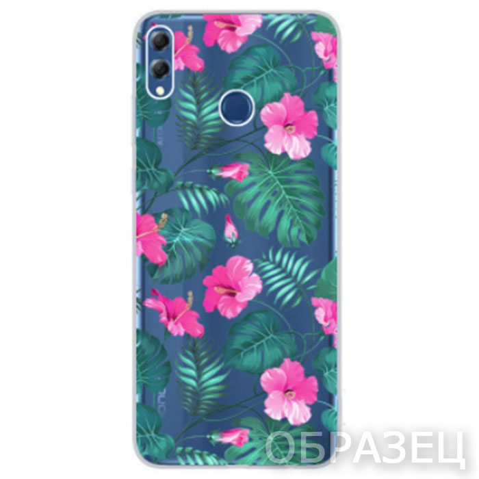 Huawei Mate 20 Pro, Накладка, силикон, Simple Print, Цветы, прозрачный фон