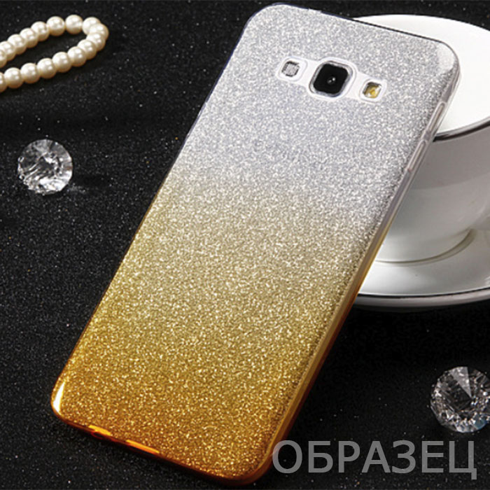 Samsung J2 Core. Накладка, силикон, вкладка с блестками, золотой и серебро