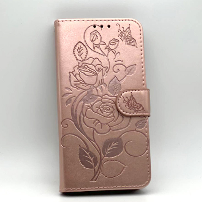 Xiaomi Redmi Note 7/Note 7 Pro. Книжка, Бабочки и Розы, розовое золото