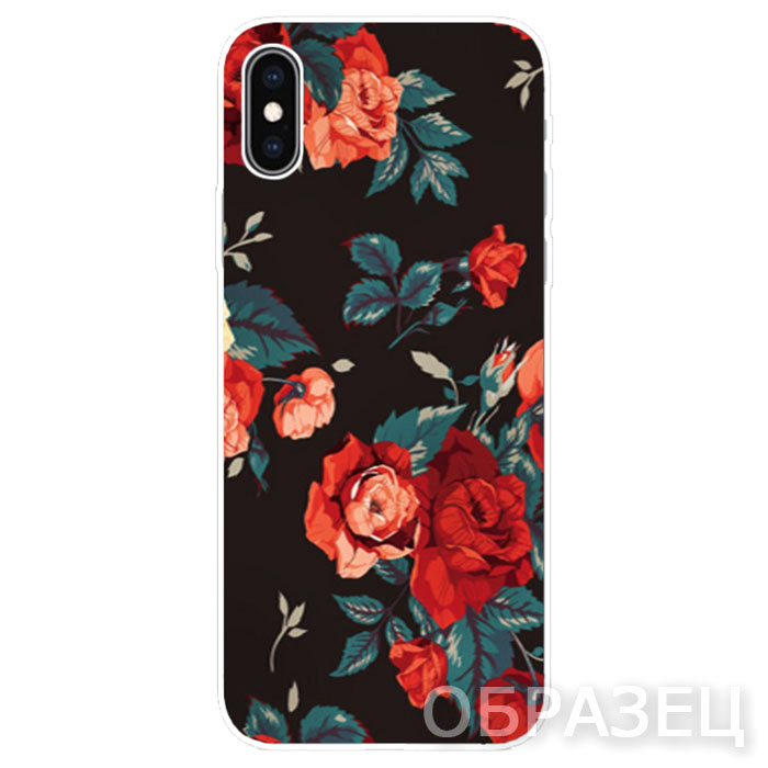 Xiaomi 9. Накладка, силикон, Simple Print, Розы