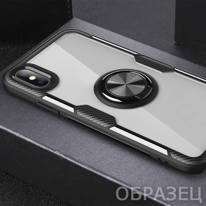 Samsung S10 5G. Накладка, Carbon Ring, прозрачный черный
