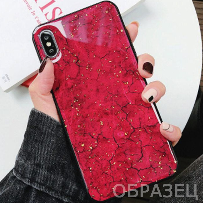 Xiaomi Play. Накладка, силикон + эпоксидная смола, блестки, красный