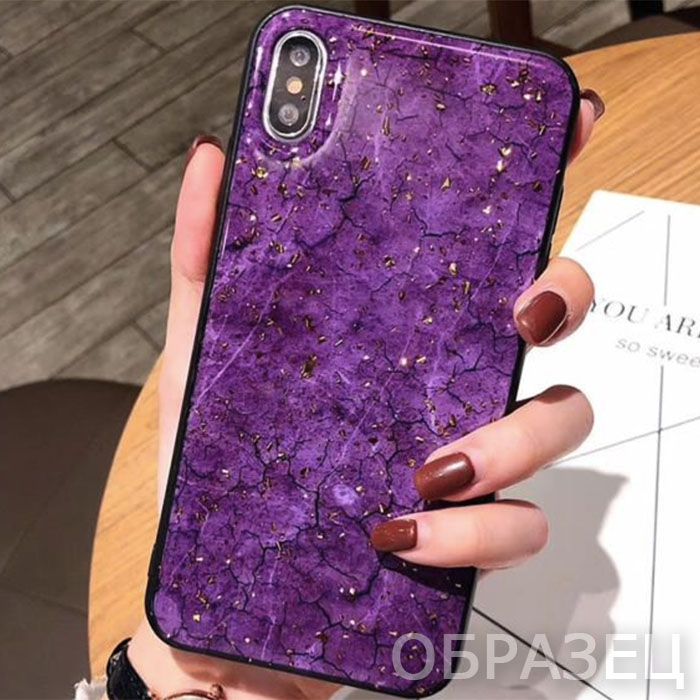Xiaomi Play. Накладка, силикон + эпоксидная смола, блестки, фиолетовый