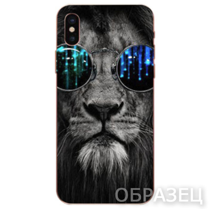 Xiaomi Play. Накладка, силикон, Simple Print, Лев в Очках