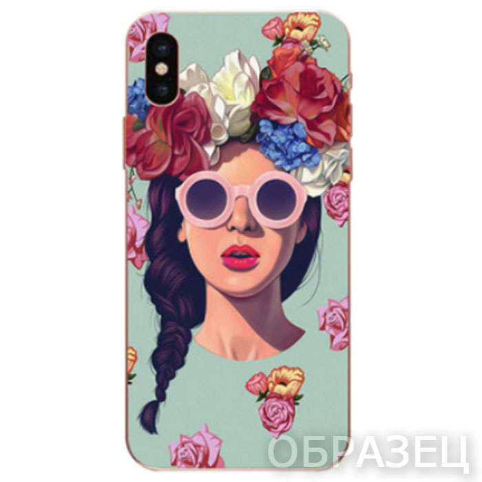 Xiaomi Play. Накладка, силикон, Simple Print, Девушка в Очках
