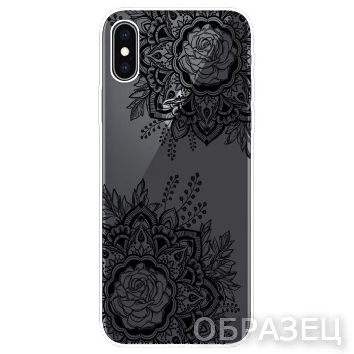 Xiaomi 9T/K20/K20 Pro. Накладка, силикон, Simple Print, Черный Узор Цветы