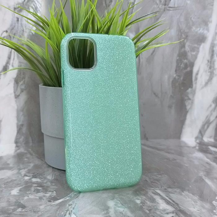 iPhone 11. Накладка, силикон, пластик, блестки, зеленый
