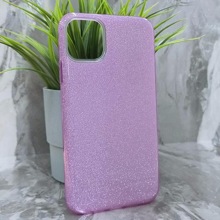 iPhone 11 Pro Max. Накладка, силикон, пластик, блестки, фиолетовый