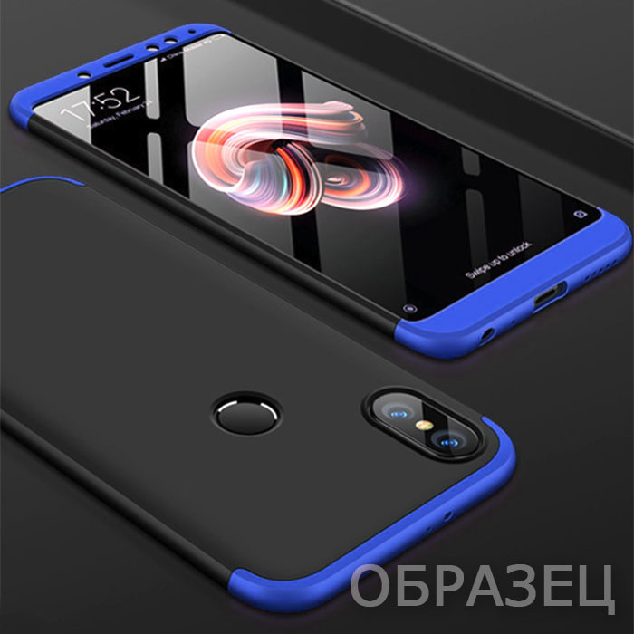 Realme 3 Pro. Накладка, пластик, спереди и сзади, 360, черный и синий