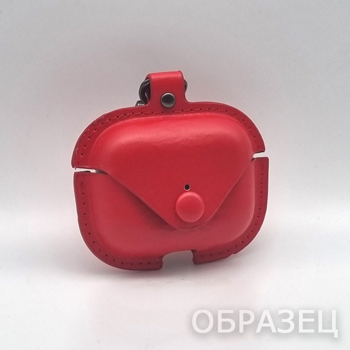 Чехол для AirPods Pro/Pro 2, Leather Case Button, красный