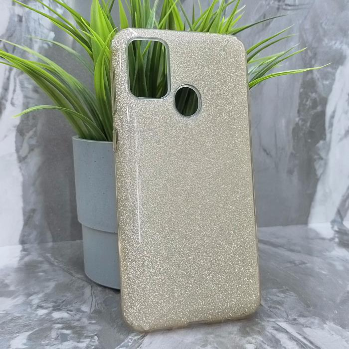Samsung M30s/M21. Накладка, силикон, пластик, блестки, золотой