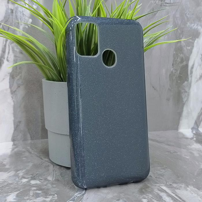 Samsung M30s/M21. Накладка, силикон, пластик, блестки, черный