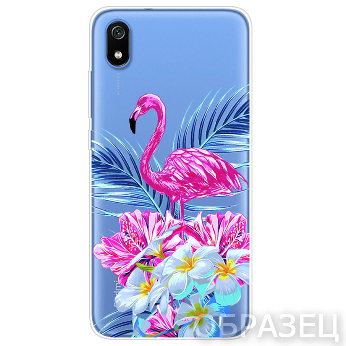 Huawei P40 Lite. Накладка, силикон, Simple Print, Фламинго, прозрачный фон