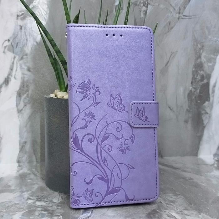 Xiaomi Redmi 9C/10A. Книжка, бабочка и цветы, фиолетовый