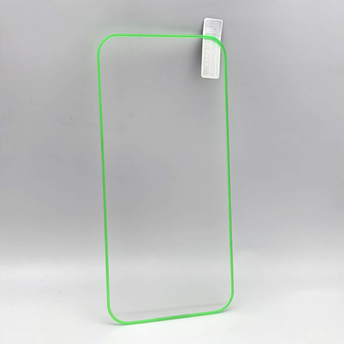 Стекло защитное для iPhone 12/12 Pro, Neon TPU Line, светящееся, ярко-зеленая рамка
