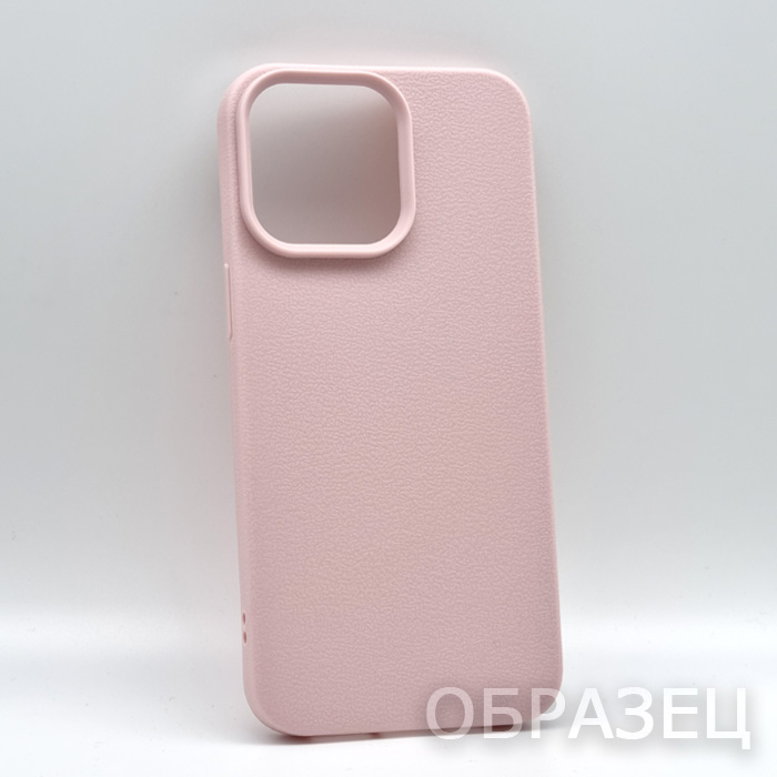 iPhone 12 Pro Max. Накладка, силикон, Simple PU Leather, текстура кожи, светло-розовый