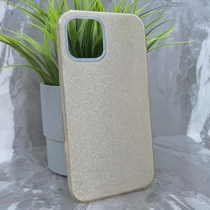 iPhone 12 Pro Max. Накладка, силикон, пластик, блестки, золотой