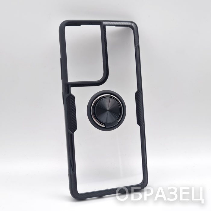 Xiaomi POCO M3. Накладка, Carbon Ring, прозрачный черный