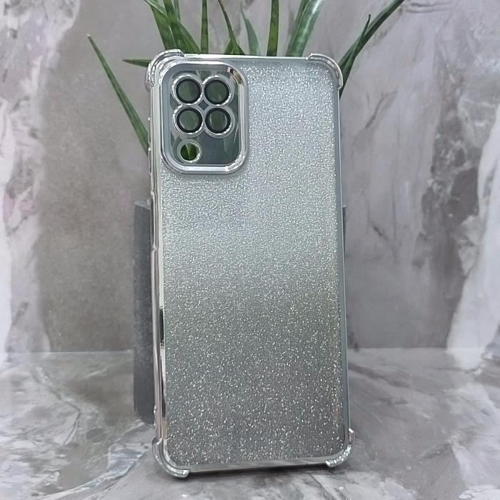 Samsung A22/M32. Накладка, Heavy Armor TPU, вкладка с блестками, серебристые края