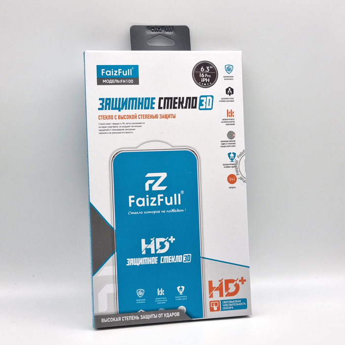 Стекло защитное для iPhone 13/13 Pro/14/16e, FaizFull, черная рамка