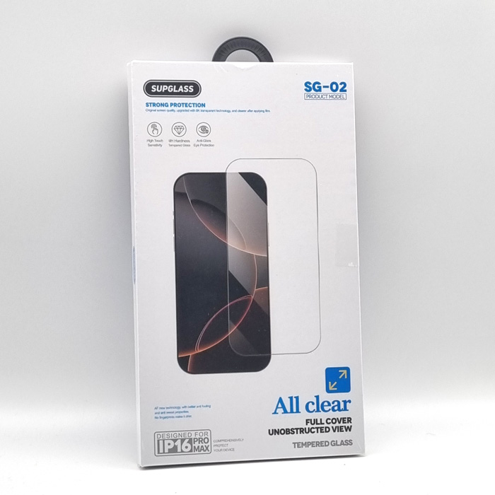 Стекло защитное для iPhone 13/13 Pro/14/16e, SupGlass, без рамки, прозрачное, перед
