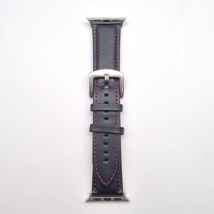 Apple Watch 42/44/45. Ремешок, кожзам, черно-красный