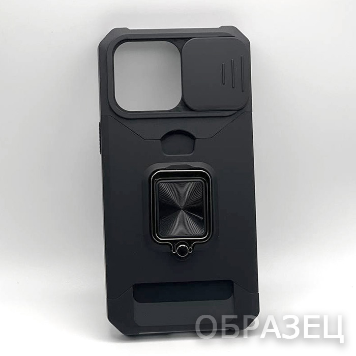 Samsung A03s. Накладка, RIC Armor Camera Card Ring, черный