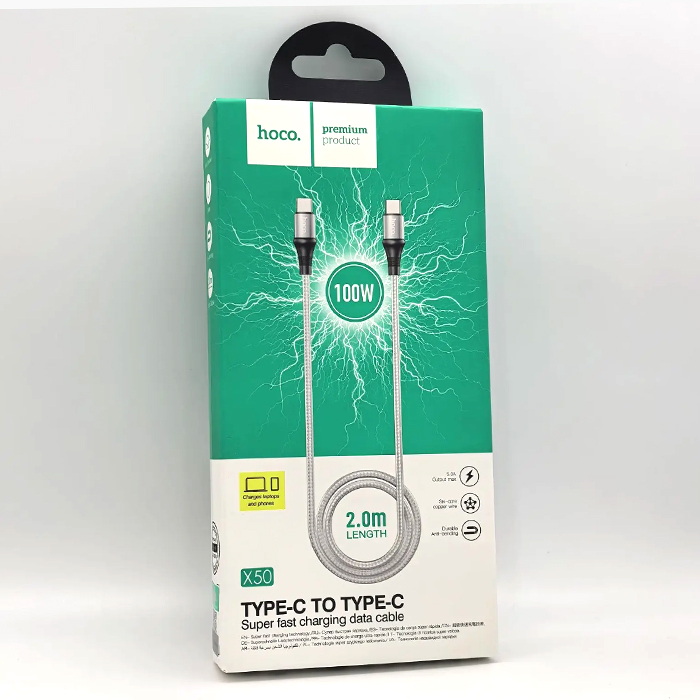  Кабель Hoco X50 TypeC TypeC 100W 2m, белый