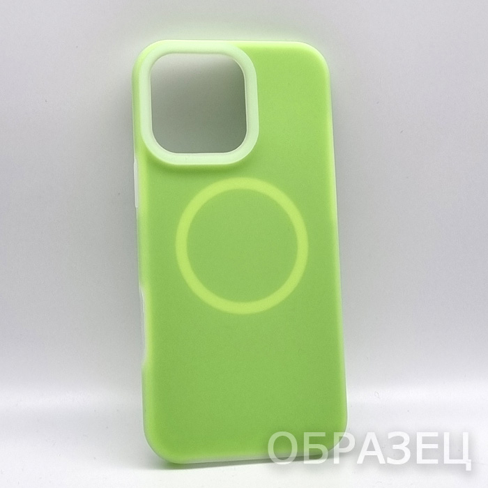 iPhone 13. Накладка, Silicone Neon Mag, ярко-зеленый