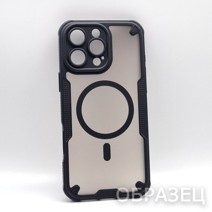 iPhone 13. Накладка, Rugged Shield Camera Mag, черный полу-прозрачный