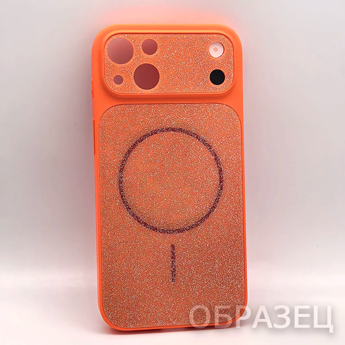 iPhone 13. Накладка, Shining Mag Imitation, блестки, оранжевый