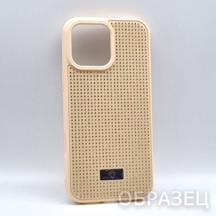 iPhone 13 Pro Max. Накладка, Many Crystals, стразы, кремовый