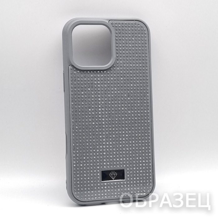 iPhone 13 Pro Max. Накладка, Many Crystals, стразы, серый