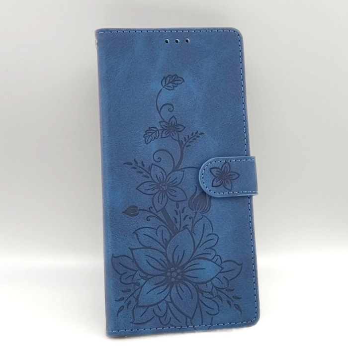 Tecno Pova 2. Книжка, Цветочный орнамент, синий