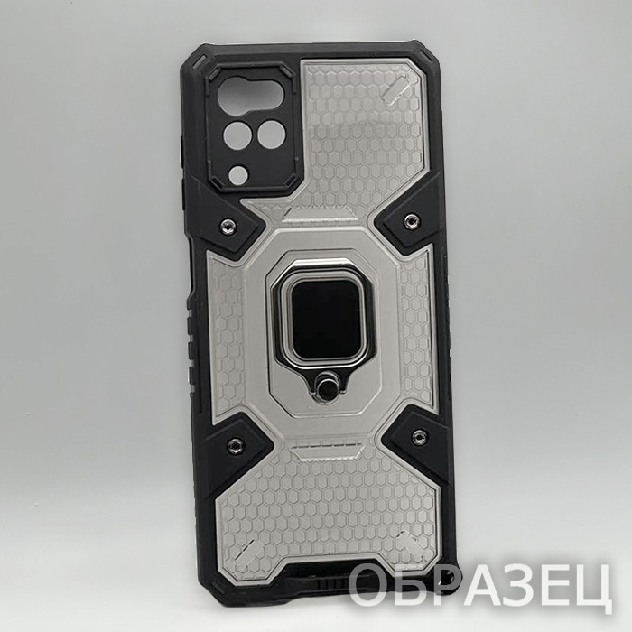 Xiaomi Redmi 10. Накладка, Bibercas Armor Ring, прозрачный черный
