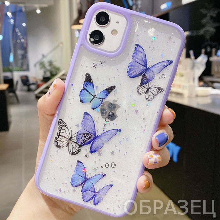 Samsung A22s. Накладка, Epoxy Print, Бабочки, фиолетовый