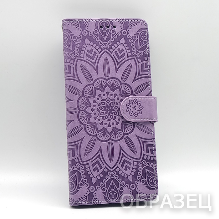 Samsung A22s. Книжка, Цветок узор большой, сиреневый