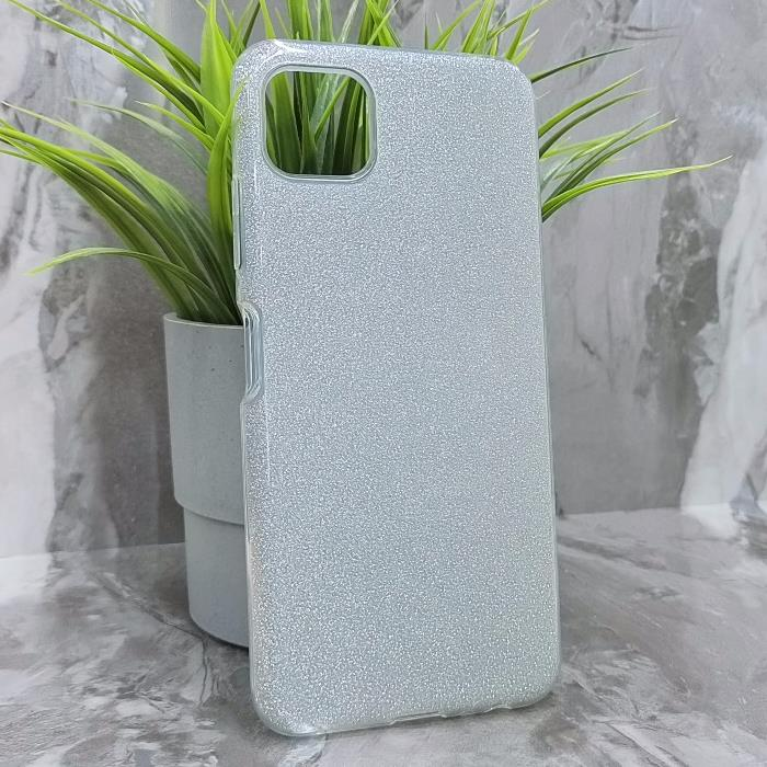 Samsung A22s. Накладка, силикон, пластик, блестки, серебристый