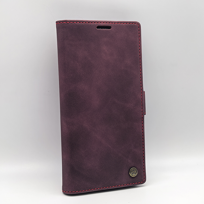 Samsung S22 Ultra. Книжка, Caseme, магнит сбоку, бордовый
