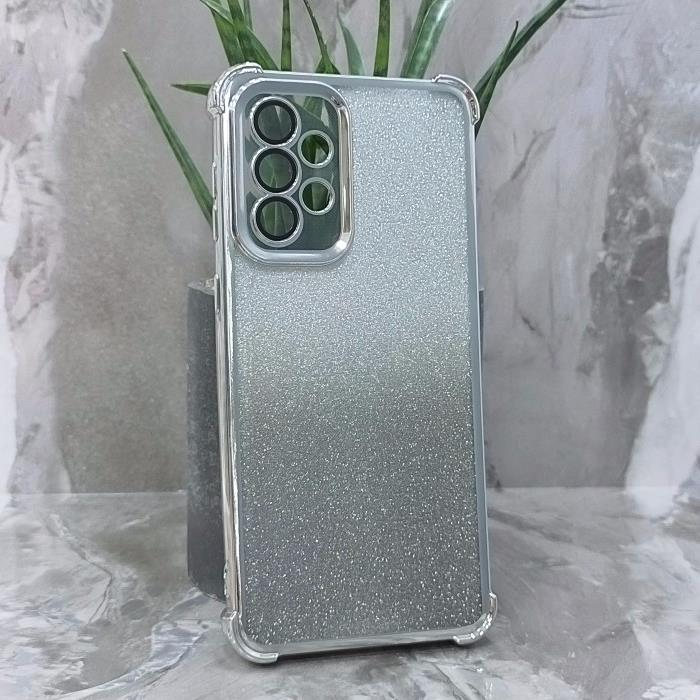 Samsung A33 5G. Накладка, Heavy Armor TPU, вкладка с блестками, серебристые края