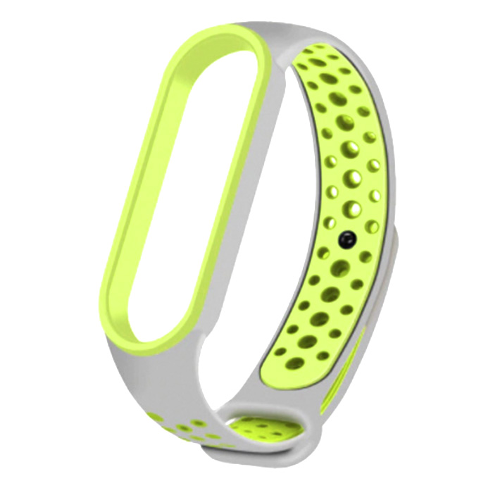 Xiaomi Mi Band 5/6/7. Ремешок, спортивный, серо-зеленый