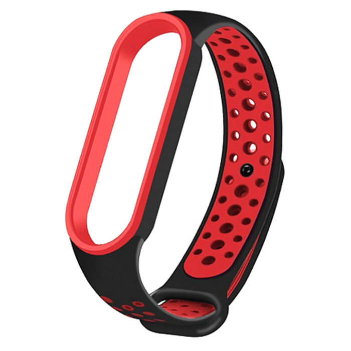 Xiaomi Mi Band 5/6/7. Ремешок, спортивный, черно-красный