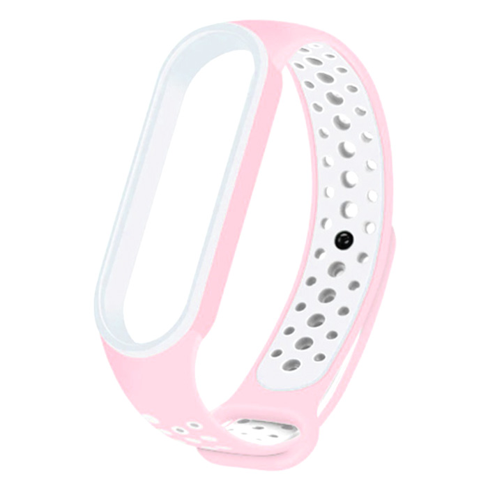 Xiaomi Mi Band 5/6/7. Ремешок, спортивный, розово-белый
