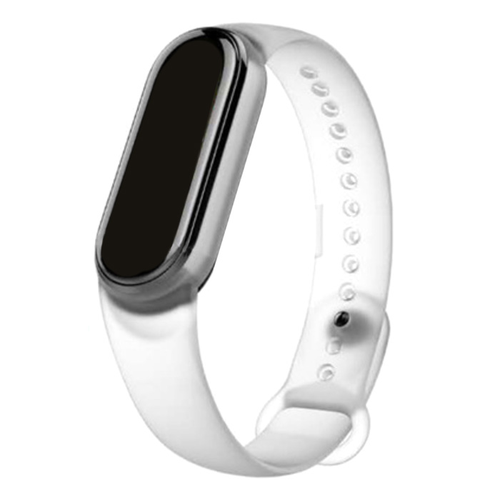 Xiaomi Mi Band 5/6/7. Ремешок, силиконовый, полу-прозрачный белый